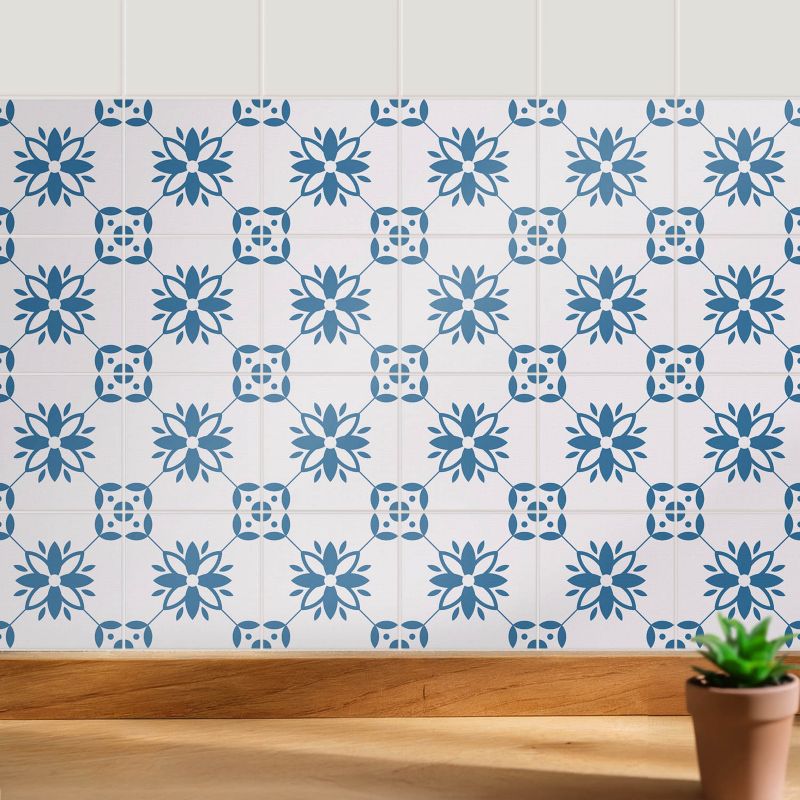 Naklejki na kafelki Wallfluent 15x15 cm Kwiatowe motywy w siatce samoprzylepna folia 24 szt.