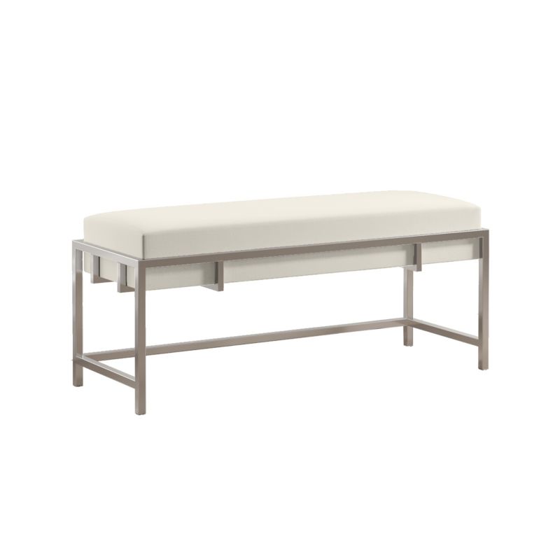 Ławka tapicerowana Bettso Lamo 80 cm nowoczesna w tkaninie royal velvet na chromowanym stelażu jasnoszary 1szt.