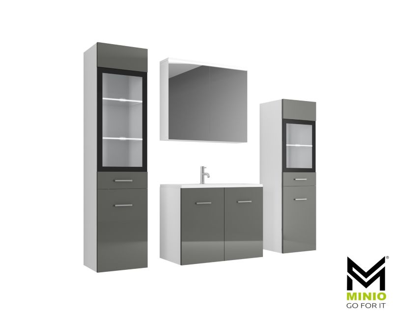 Zestaw mebli łazienkowych MINIO go for it MARIT II biały / szary połysk z oświetleniem 1 kpl.