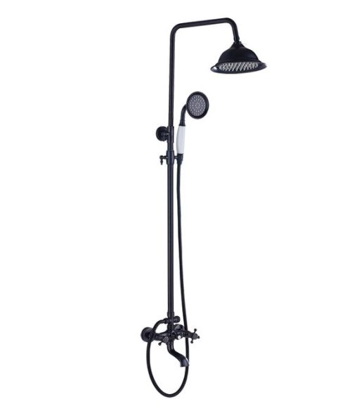 Bateria prysznicowa Lauferi EUMENA mosiężna z deszczownicą czarna retro 1 szt.
