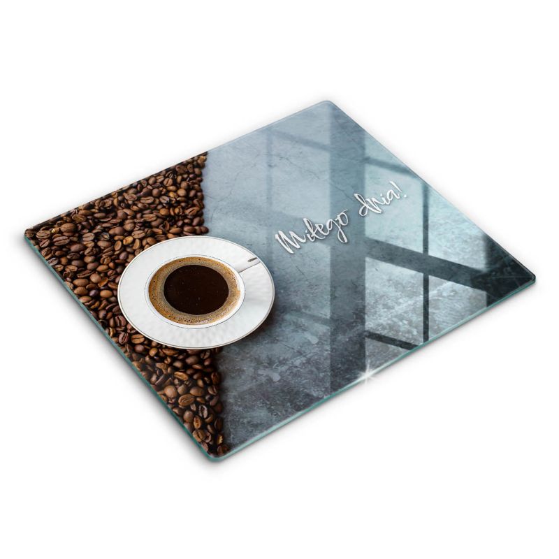 Szklana deska do krojenia Wallfluent 60x52 cm Filiżanka kawy, Miłego dnia 1 szt.