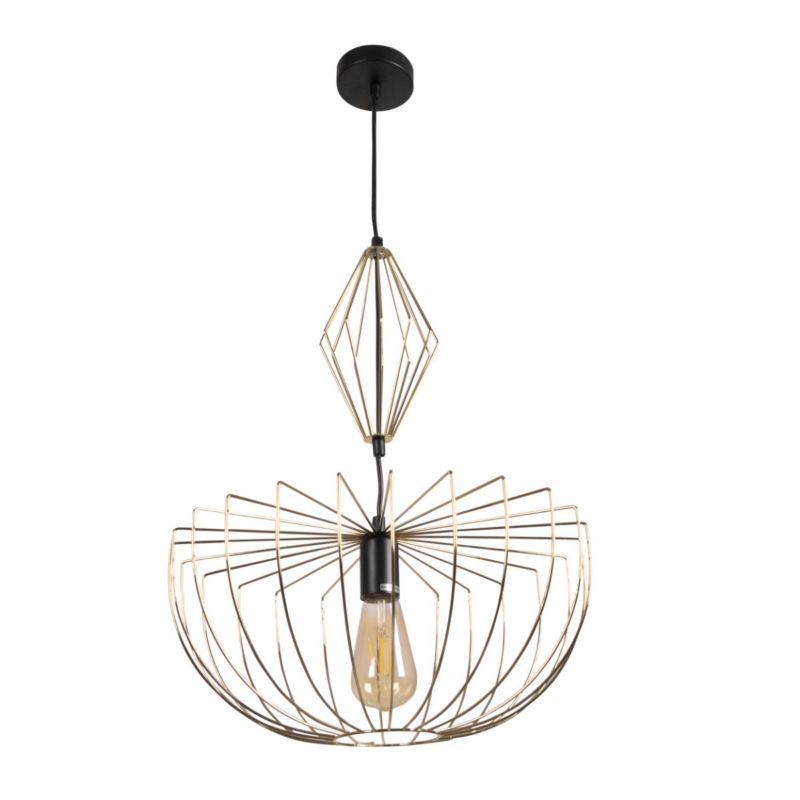 Lampa wisząca Polux Jasmina złoto-czarna wym: 138,5 x 40 x 40 cm 1xE27 x 1 szt.