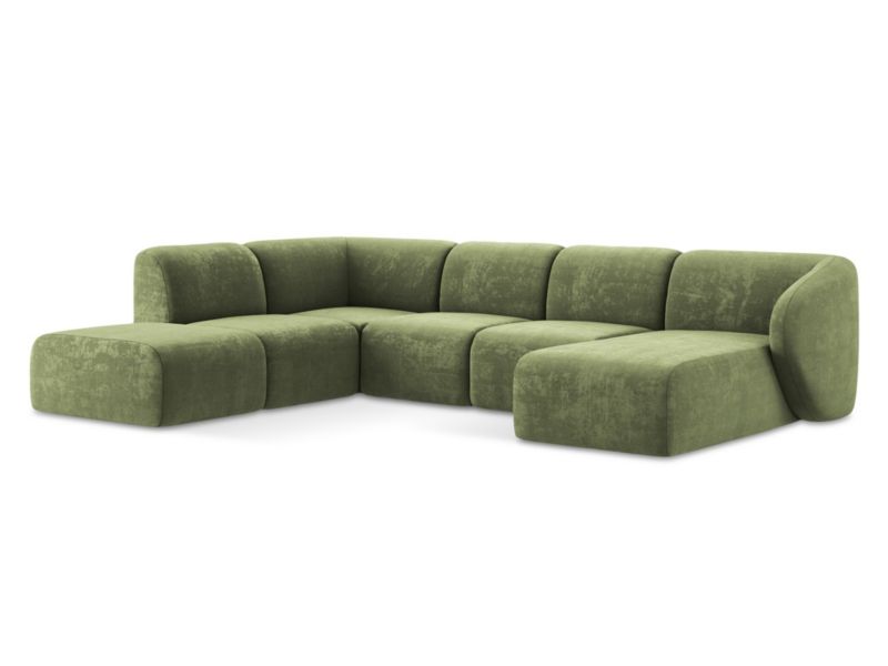 Sofa panoramiczna LaMiaSofa CERVO z tkaniny szenilowej 325x236 cm zielony 1 szt.