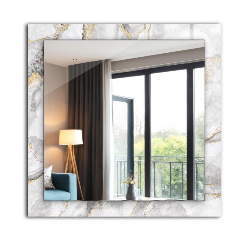 Lustro Kwadratowe Tulup Marmur 60x60 cm Nowoczesne Na Podkładzie 1 szt.