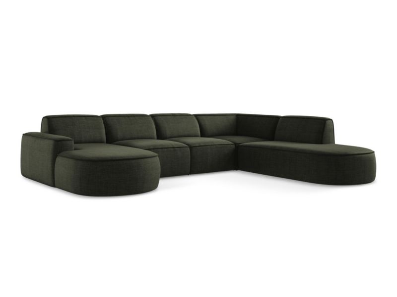 Sofa modułowa panoramiczna LaMiaSofa MELISSA z tkaniny strukturalnej 364x262 cm oliwkowy 1 szt.