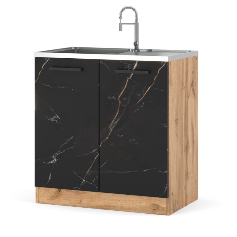 Szafka Kuchenna Hurtownia-Mebli Stojąca Pod zlewozmywak Blanka dolna D80 zlew 80cm Dąb Wotan San Sebastian 80x47x82.2 cm 1szt.