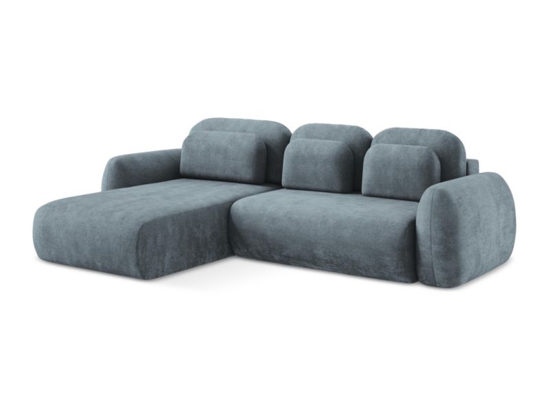 Narożnik lewostronny z funkcją spania LaMiaSofa FERRETTI z tkaniny szenilowej 304x190 cm jeans 1 szt.