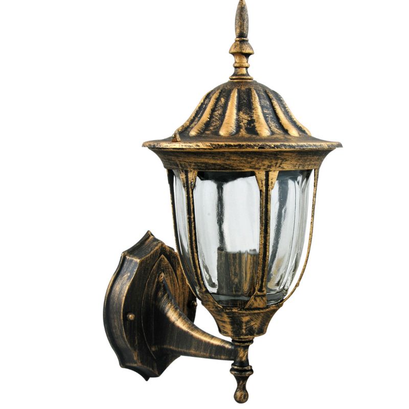 Kinkiet ścienny zewnętrzny Polux Florencja złoty patyna 1 x E27 x 20W IP43 wym: 37 x 16,5 x 20 cm - 1 szt.