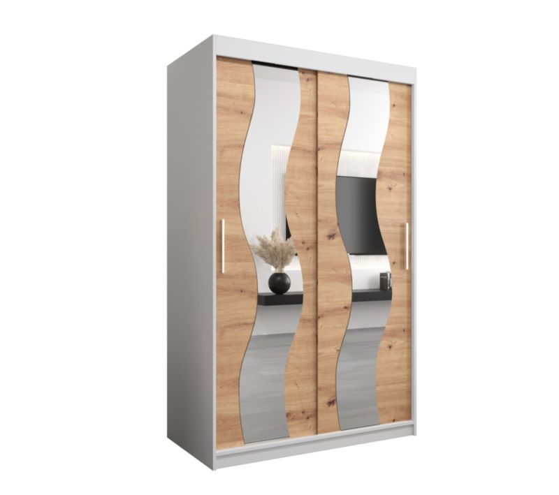 Szafa przesuwna Abiks SEWILLA 120 biały mat + dąb artisan 1 szt.