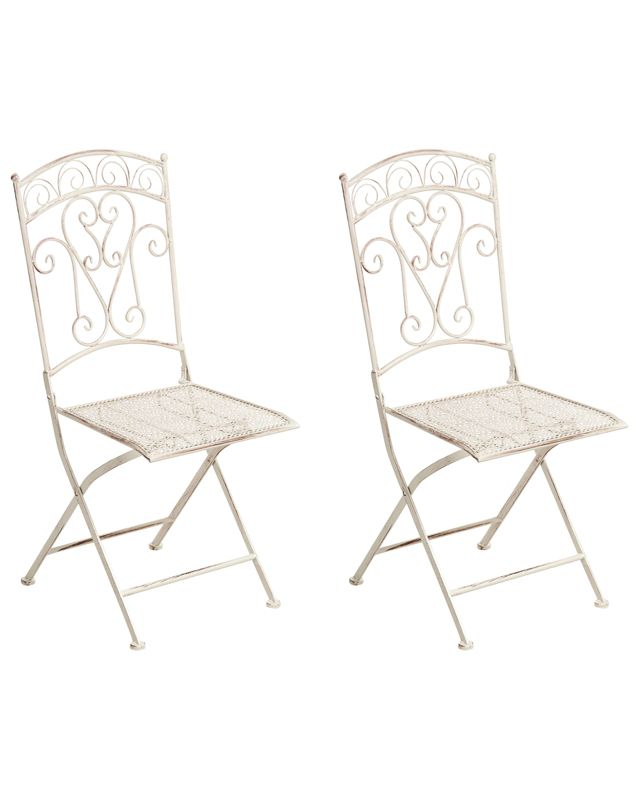 Zestaw 2 krzeseł ogrodowych JUINA Składane Metal Jasnobeżowy 1 par.