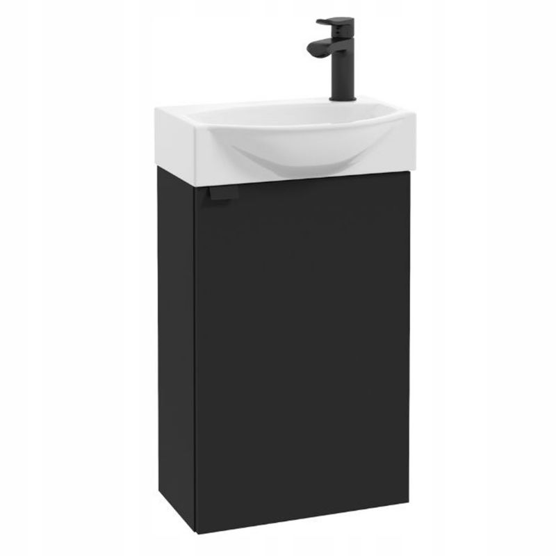 Szafka do Łazienki Stamar Wisząca z Umywalką 400 x 220 mm Czarna Matowa + Bateria Obrotowa 1 szt