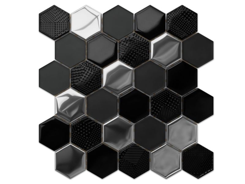 Heksagon Mozaika szklana Ilcom volcano silver 24.7 x 25.5 cm 1 szt.