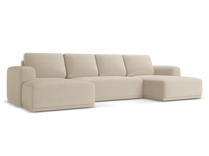Sofa panoramiczna z funkcją spania LaMiaSofa BOLOGNA z tkaniny szenilowej 333x160 cm ciemny beż 1 szt.