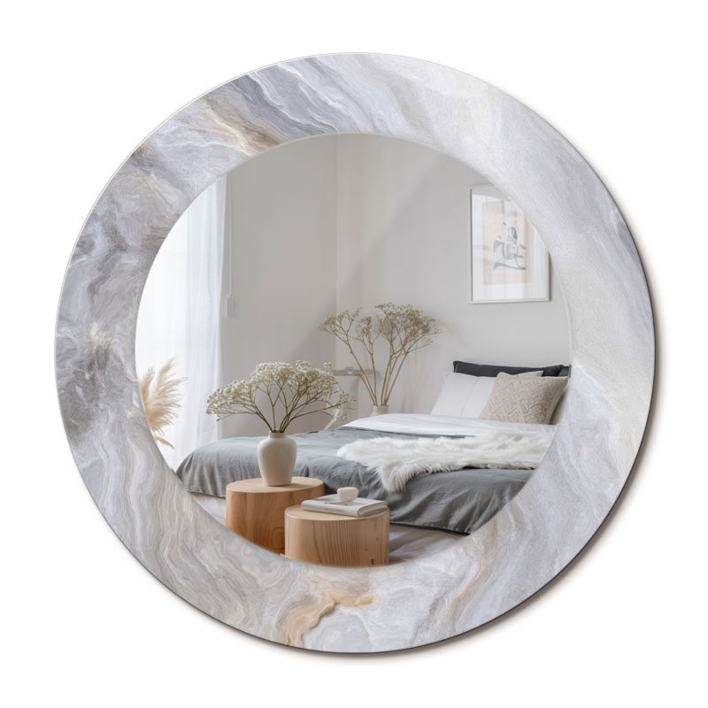 Lustro Okrągłe ArtPrintCave 50 cm Abstrakcyjny Marmur Szklana Rama z Wzorem Styl Nowoczesny 1 szt.