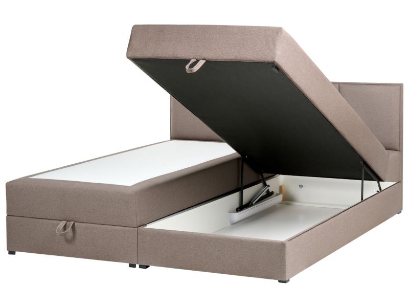 Łóżko kontynentalne z pojemnikiem Baronet 180 x 200 cm Beżowoszary 1 szt.