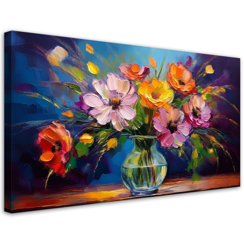 Obraz na płótnie Feeby Kolorowy Bukiet Kwiatów w Wazonie 100x50cm 1szt