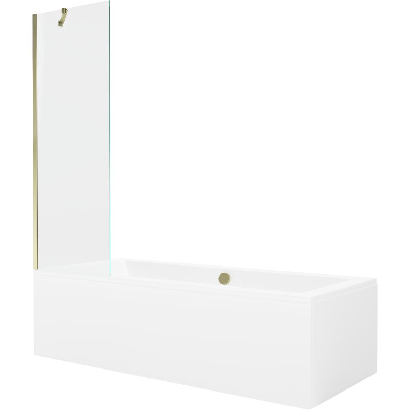 Wanna prostokątna Mexen Cube 180 x 80 cm z obudową i parawanem 1-skrzydłowym 60 cm transparent złoty 1 kpl.