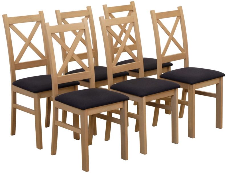 Zestaw Bonni 6x Krzesło tapicerowane do jadalni Dąb Artisan/Czarny 1 kpl.
