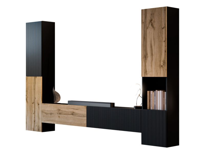 Meblościanka MIRJAN 24 Capital I czarny + dąb wotan 1 kpl.