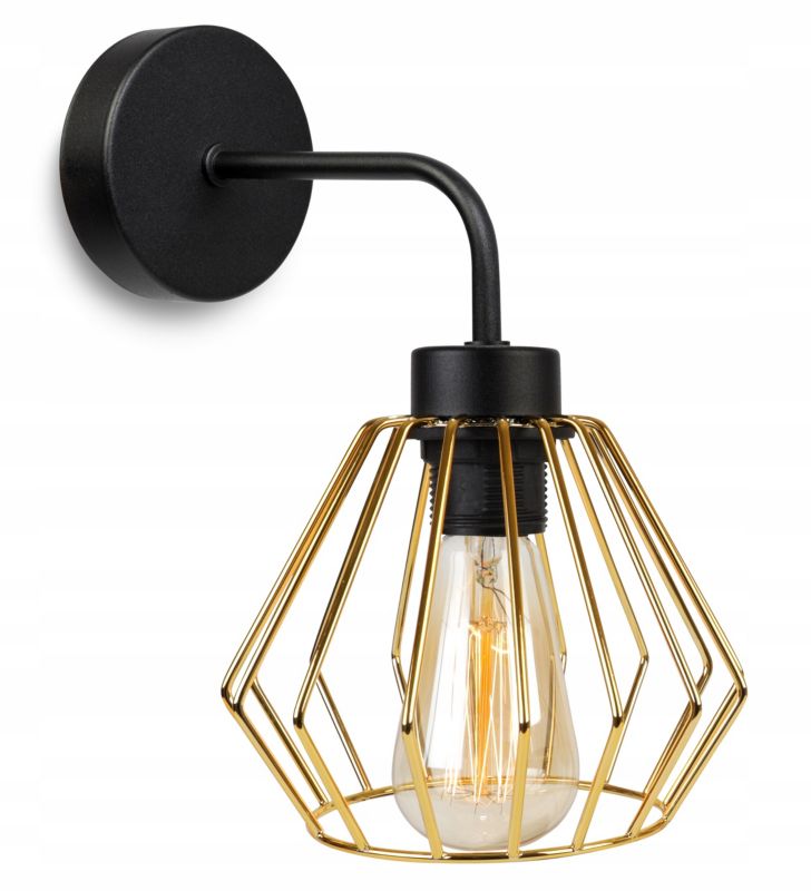 Lampa ścienna kinkiet wiszący Light Home LH Santos 1x E27 60W klosz diament metalowy złoty 1szt.