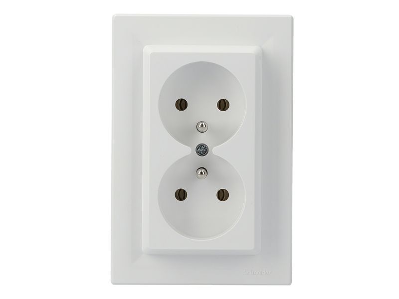 Gniazdo podwójne Schneider Electric Asfora z uziemieniem białe