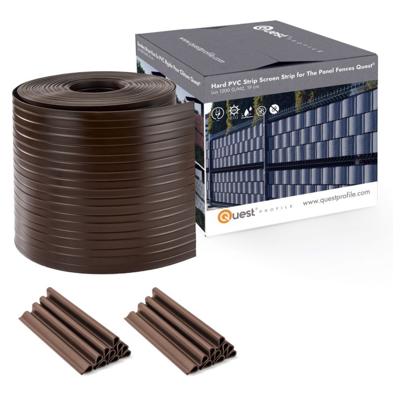 Taśma ogrodzeniowa PCV 19cm, listwa do ogrodzeń panelowych premium, 900 g/m2, RAL 8017, brąz, 26m