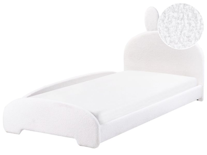 Łóżko boucle 90 x 200 cm złamana biel Perros 1 szt.