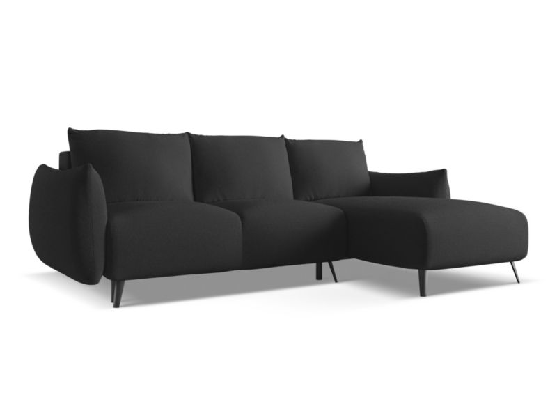 Narożnik prawostronny z funkcją spania LaMiaSofa GENOVA z tkaniny szenilowej 242x162 cm antracyt 1 szt.