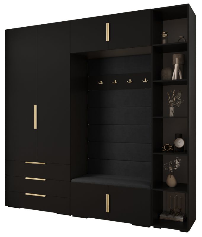 Garderoba do przedpokoju Abiks INOVA 1 Z10 czarny+złoty+manila18 1szt.