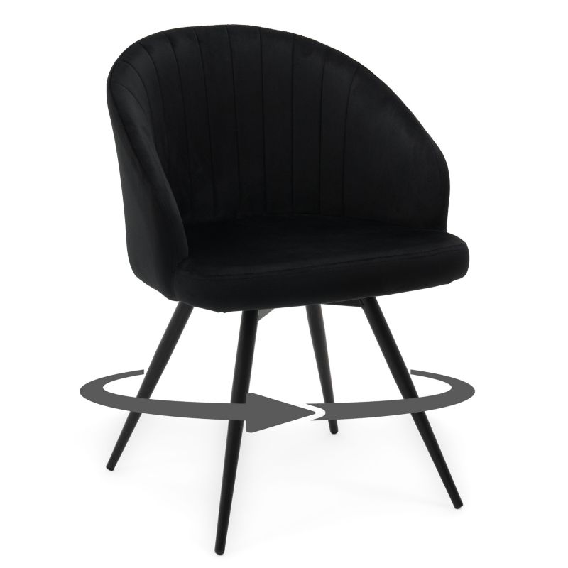 Krzesło tapicerowane New Home MODENA czarne welurowe obrotowe 1 szt.