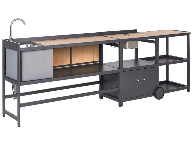 3 częściowa kuchnia ogrodowa szafka i wyspa ze zlewem jasne drewno Ortisei 1 kpl