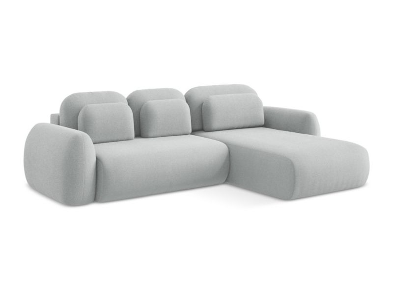 Narożnik prawostronny z funkcją spania LaMiaSofa FERRETTI z tkaniny bouclé 304x190 cm jasny szary 1 szt.