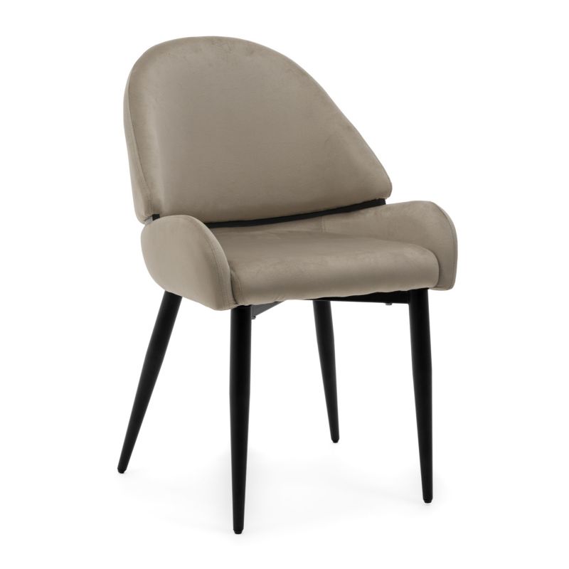 Krzesło tapicerowane New Home BERGAMO ciemnobeżowe welurowe 1 szt.