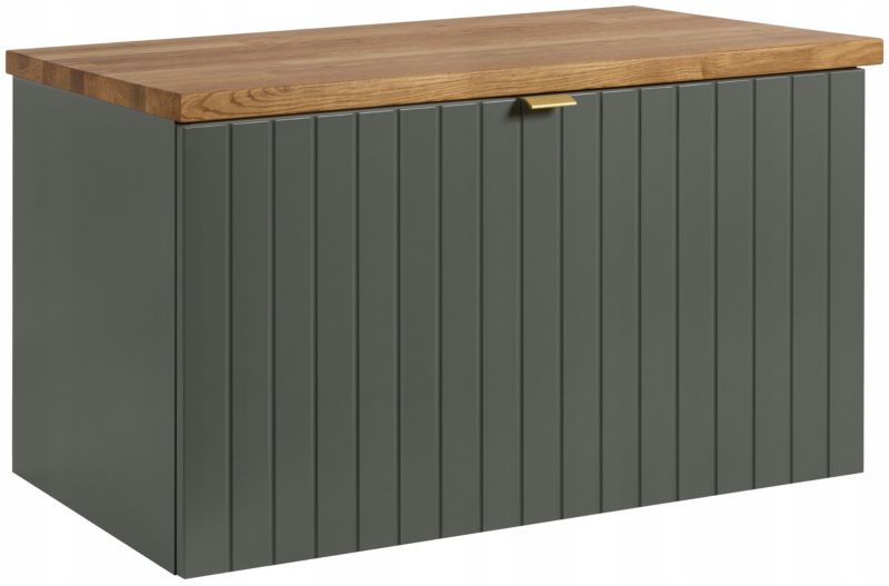 Szafka pod umywalkę Furnidea 81 cm lakierowana frezowana zielony półmat blat drewno Harmo 1 szt.