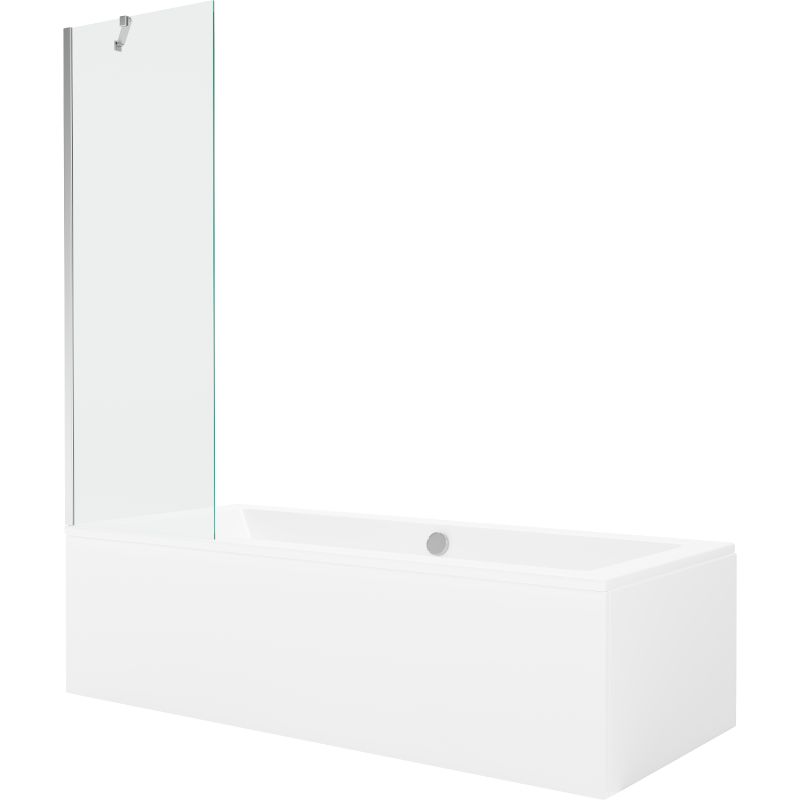 Wanna prostokątna Mexen Cube 180 x 80 cm z obudową i parawanem 1-skrzydłowym 60 cm transparent chrom 1 kpl.