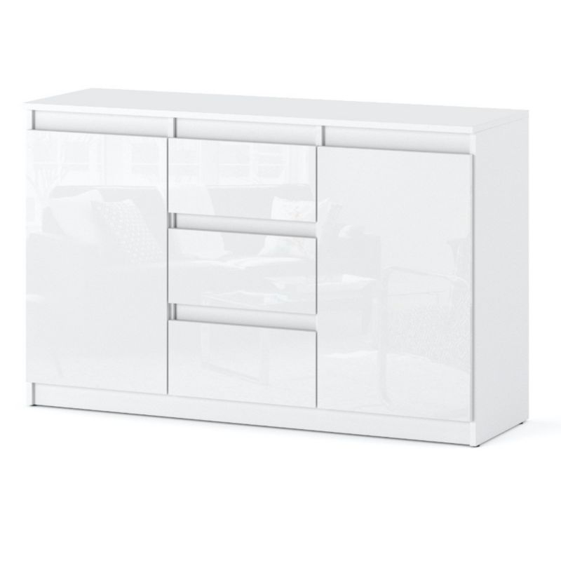 Komoda Hurtownia-Mebli Szuflady 3 Agnes 2D3SZ 120cm Biały Mat Biały Połysk 120x35x75 cm 1szt.