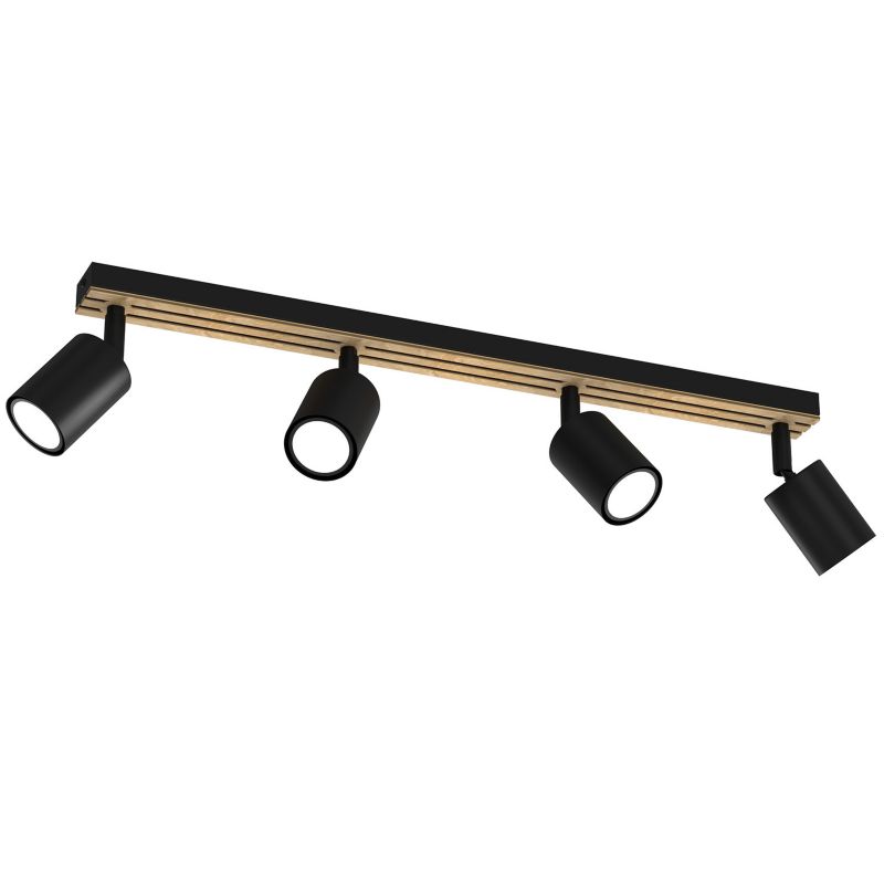 Lampa sufitowa Luminex Terra czarny mat-jasne drewno Listwa z lampami 4 x GU10 x 8W wym: 15,5 x 60 x 5,5 cm - 1 szt.