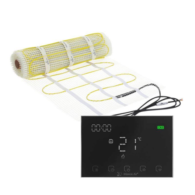 Zestaw mat grzewczych pod płytki Mission Air MA-160 1m² + Gemini Czarny 1szt