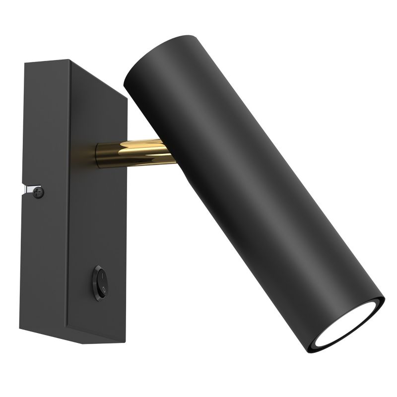 Kinkiet ścienny Luminex Axion czarny mat-złoty połysk z włącznikiem 1 x GU10 x 8W IP20 wym: 16 x 10 x 24 cm - 1 szt.