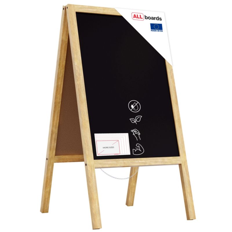 Potykacz stojak kredowy 150x61 cm ALLboards rama naturalna 1 szt.