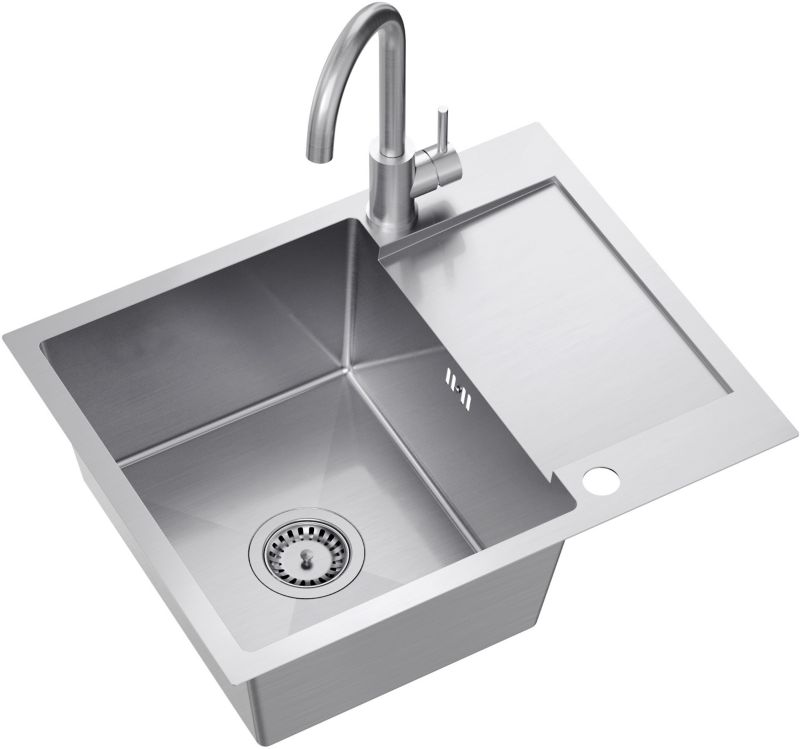 Zlewozmywak Quadron Luke stalowy z ociekaczem i baterią stal 60x48 cm 1 szt.