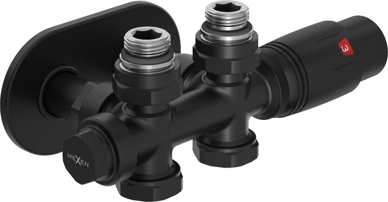 Zestaw termostatyczny prosty/kątowy Mexen G00 czarny 1 szt.