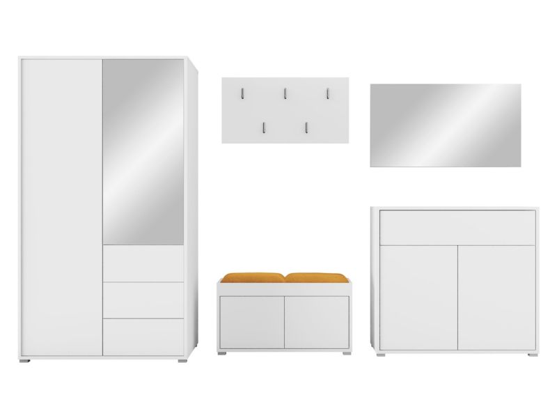 Zestaw MIRJAN 24 do przedpokoju Gesita V biały melonowy plusz 1 szt.