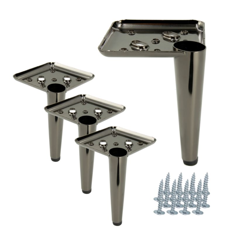 Nóżka meblowa B&B Szpilka czarny chrom wysokość 13 cm 4 szt