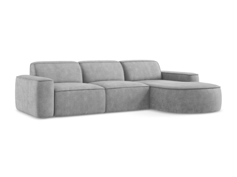 Narożnik prawostronny LaMiaSofa MELISSA z tkaniny szenilowej 284x166 cm jasny szary 1 szt.