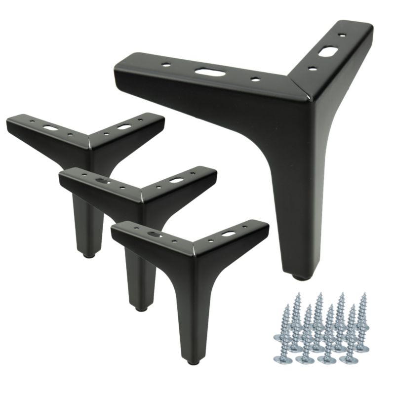 Zestaw 4 sztuk noga meblowa Kotwica czarny mat wysokość 13 cm 4 szt nóżek + 16 wkrętów GRATIS B&B
