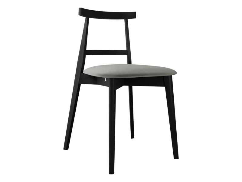 Krzesło MIRJAN 24 tapicerowane KT71 czarny/aksamit platynowy szary 1 szt.