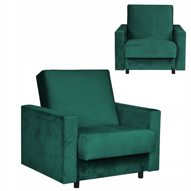 Fotel do salonu rozkładany z pojemnikiem Family Meble Alicja zielony 1szt