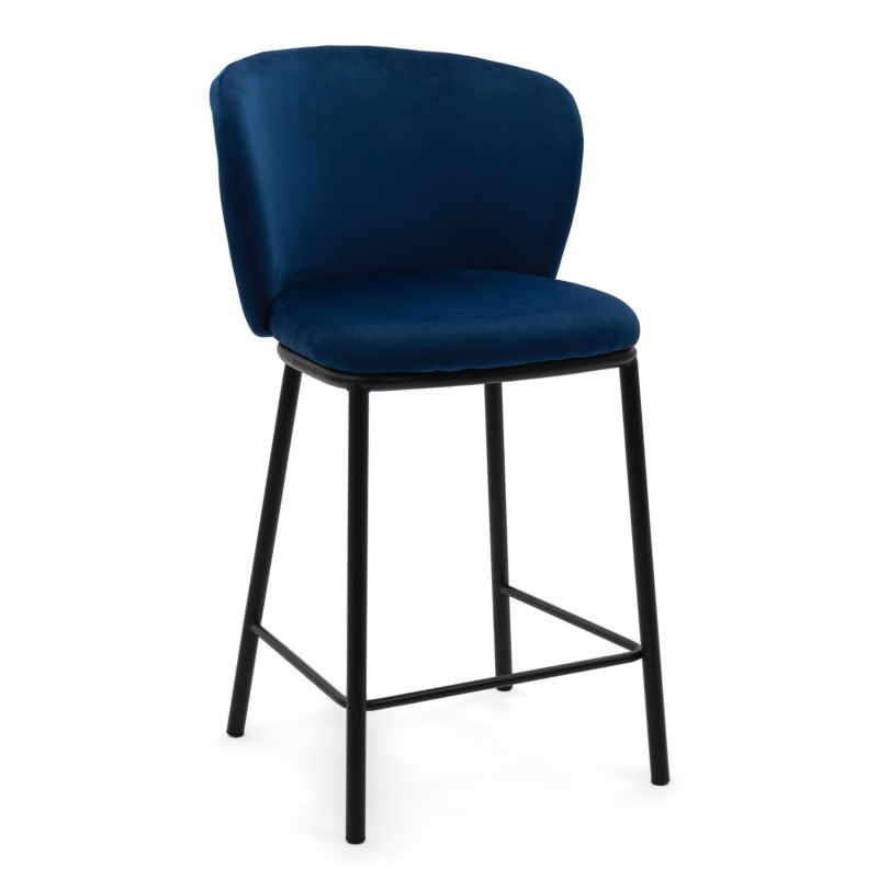 Hoker barowy tapicerowany New Home BARI granatowy welurowy 1 szt.