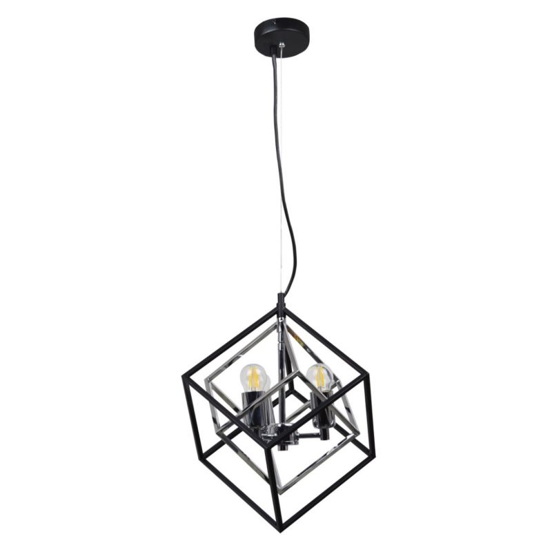 Lampa wisząca Polux Ikar 6370 czarna-chromowana industrialna 3xE27 x 1 szt.